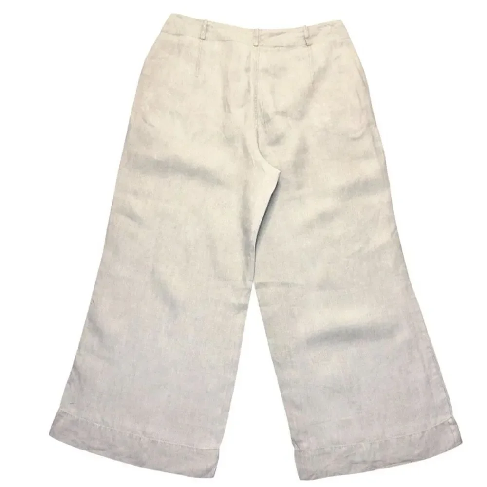 Poetry Women's 100% Linen High-Waisted Wide leg Pockets Beachy Sz: 14